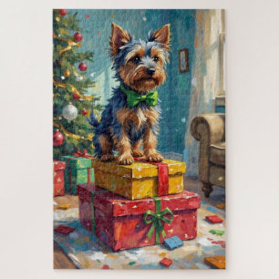 Feuriger Australian Terrier König der Weihnachtsge Puzzle
