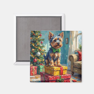 Feuriger Australischer Terrier König der Weihnacht Magnet