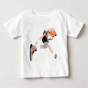 Feuriger Basketballspieler-Dunking-Grafik Baby T-shirt