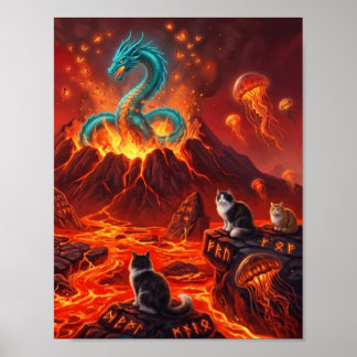 feuriger Drache Poster