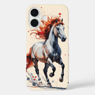 Feuriger Geist - Kühnes Pferd Wasserfarben Handyhü iPhone 16 Hülle