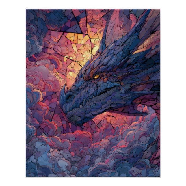 Feuriger kosmischer Drache in der Dämmerung - Fant Poster (Vorderseite)