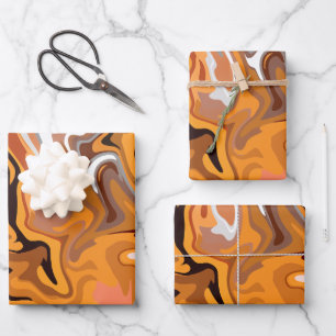 Feuriger Oranger Abstrakter Wirbel Geschenkpapier Set
