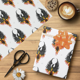 Feuriger Phönix aufsteigend Feuer Vogel schwarze S Geschenkpapier