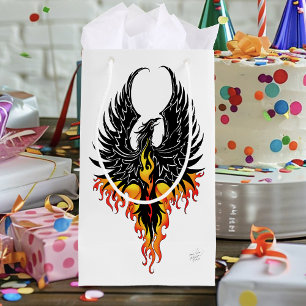 Feuriger Phönix aufsteigende Feuer Vogel schwarze Kleine Geschenktüte