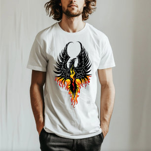 Feuriger Phönix aufsteigende Feuer Vogel schwarze  T-Shirt