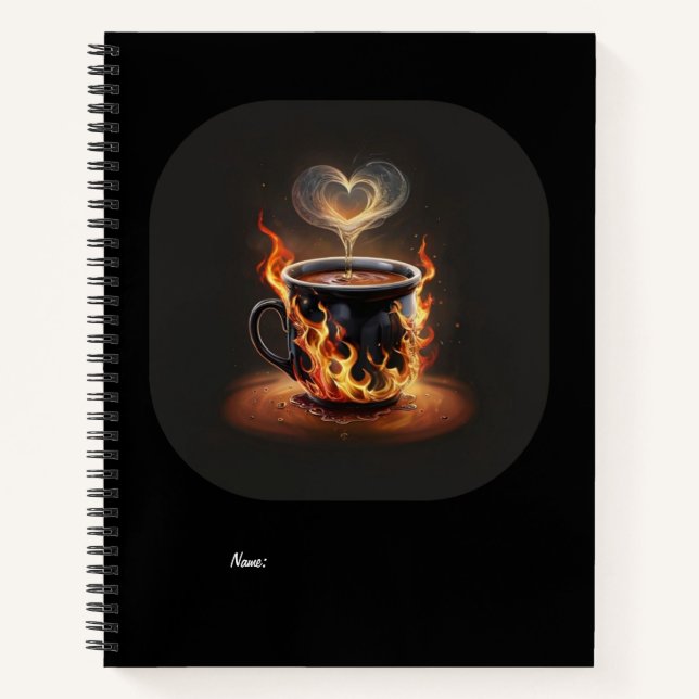 Feuriger Weihnachtskaffee mit Herzklopfkunst Notizbuch (Vorderseite)
