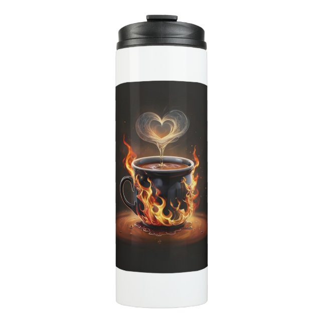 Feuriger Weihnachtskaffee mit Herzklopfkunst Thermosbecher (Vorderseite)