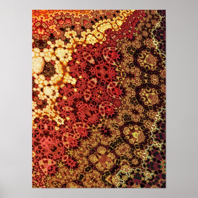 Feuriges Bernstein-Kaleidoskop-Teppich-Fraktal Poster (Vorne)