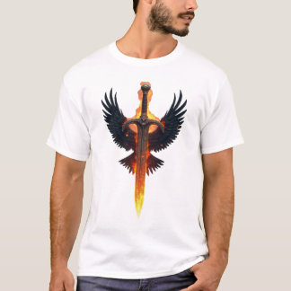Feuriges geflügeltes Schwert-Emblem T-Shirt