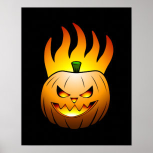 Feuriges Halloween-Kürbis-Plakat Poster