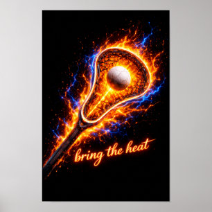 Feuriges Lacrosse-Schläger-Poster – „Bring die Hit Poster