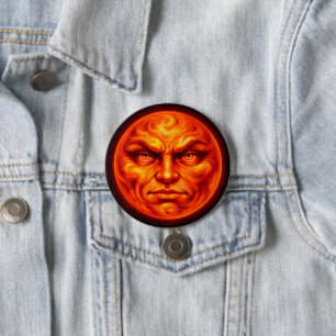 Feuriges Lava-Gesicht intensive rote mystische Kno Button