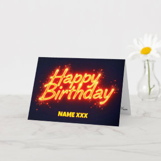 Feuriges Neon Alles Gute zum Geburtstag Leuchtende Karte