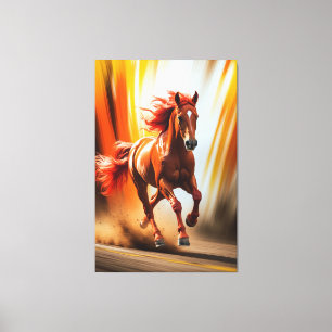 Feuriges Rennpferd – Dynamische Energie-Kunst Leinwanddruck