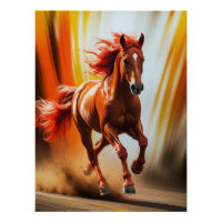 Feuriges Rennpferd – Dynamische Energie-Kunstposte