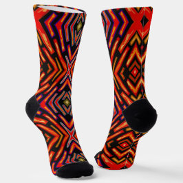 Feuriges Rot Orange Schwarz  Socken