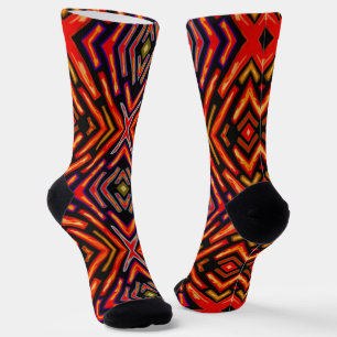 Feuriges Rot Orange Schwarz Socken