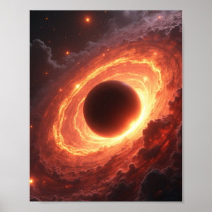 Feuriges Schwarzes Loch Weltraumwirbel Kosmisches  Poster