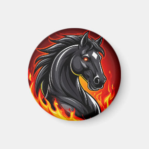 🐎 Feuriges Schwarzes Pferd Magnet Leuchtende Auge
