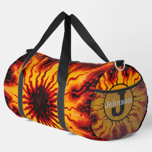 Feuriges Tie Dye Burst Monogramm Personalisiertes Duffle Bag