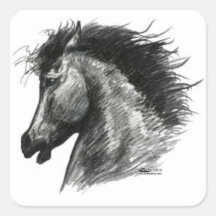 Feuriges Wildpferd Quadratischer Aufkleber