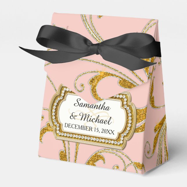 Fevor Box Glam Old Hollywood Regency Black Krawatt Geschenkschachtel (Vorderseite)