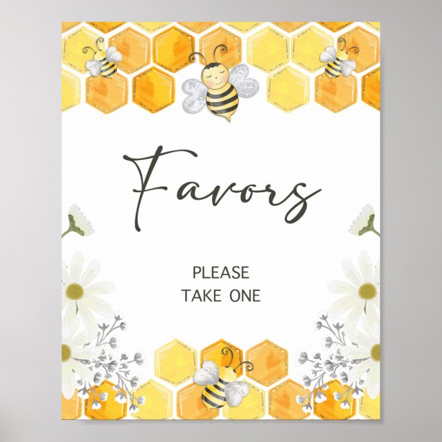 Fevor Sign Yellow Honey Bee Dusche Zeichen Poster (Vorne)