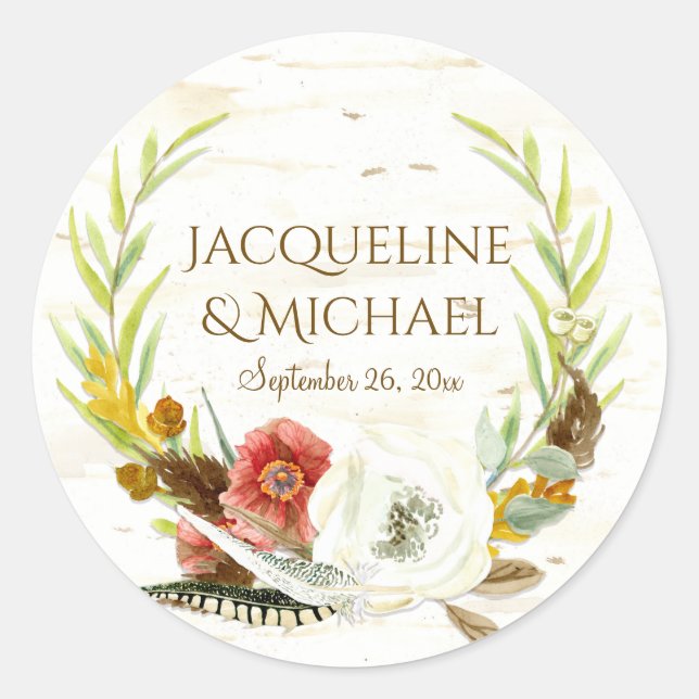 Fevor Stickers Birch Wood Eucalyptus Leaf Wreath (Vorderseite)