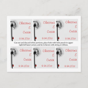 Fevor Tags Lady Bug auf Dandelion Red Silhouette N Postkarte
