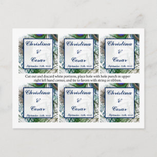 Fevor Tags Peacock Feathers Blue/Green elegant Postkarte