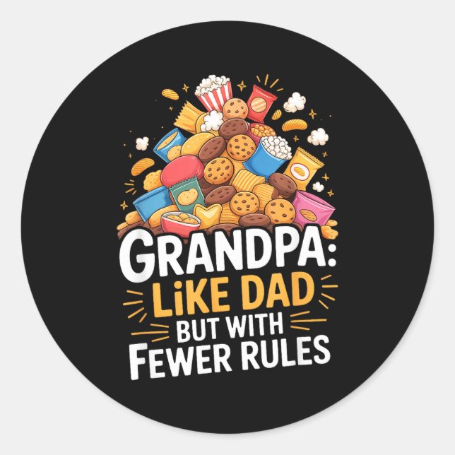 Fewer Rules Funny Grandpa  Runder Aufkleber (Vorderseite)