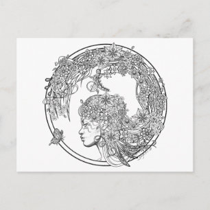 Fey Blume : DIY Coloring Card von Sonja A.S. Postkarte