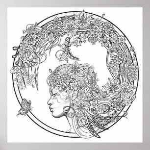 Fey Blume: XLARGE DIY Coloring von Sonja A.S. Poster
