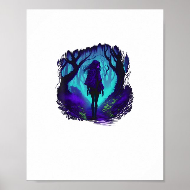 Fey Gothic Emo Goblincore Aesthetic  Forest Graphi Poster (Vorne)