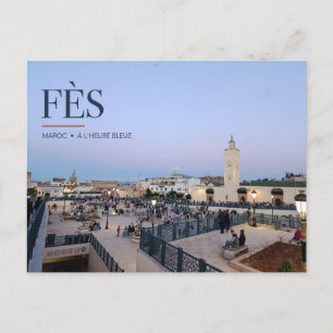 Fez in der blauen Stunde Garten und Minarett Postkarte