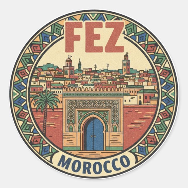 Fez Morocco Travel Runder Aufkleber (Vorderseite)