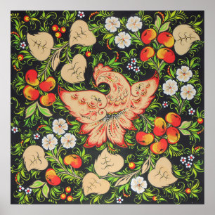 Fhoenix Feuervogelkunst in der russischen Volkskun Poster