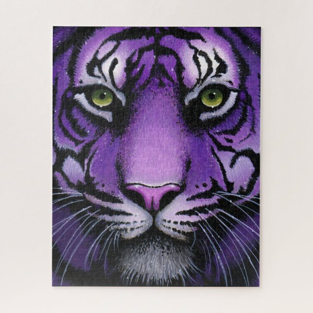 Fiala Purple Tiger Wild Cat Myka Jelina Art Puzzle (Vertikal)
