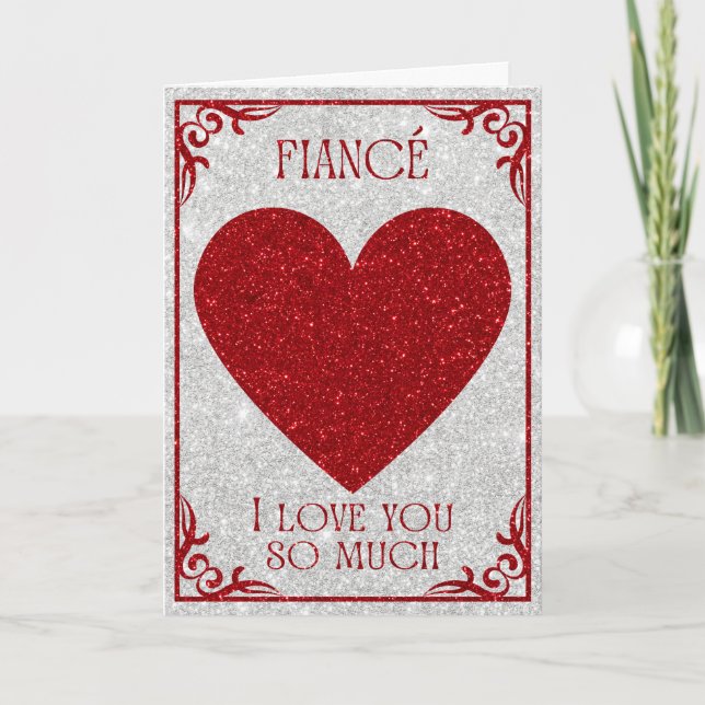 Fiancé Glitzer Valentine Card Karte (Vorderseite)