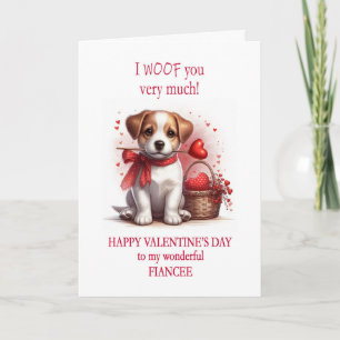 Fiancee I Woof You Valentine's Day Puppy Dog Feiertagskarte