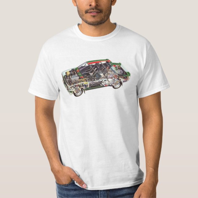 Fiat 131 Abarth Cutaway-Shirt T-Shirt (Vorderseite)