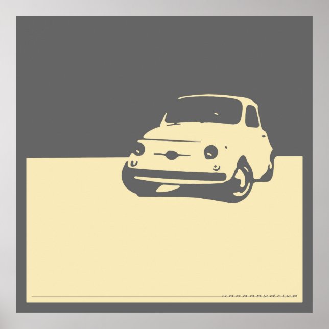 Fiat 500, 1959 - Creme auf grau Poster (Vorne)