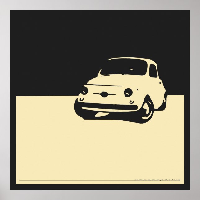 Fiat 500, 1959 - Creme auf Holzkohle schwarz Poster (Vorne)