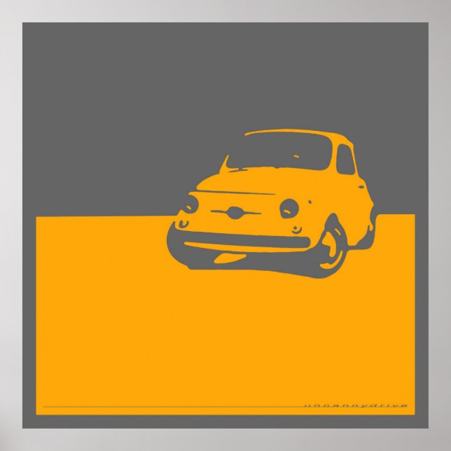 Fiat 500, 1959 - Gelb auf grau Poster (Vorne)