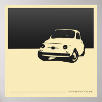 Fiat 500, 1959 - Holzkohle schwarz auf Cremeposter