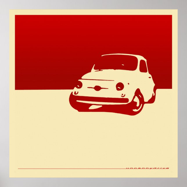 Fiat 500, 1959 - Rot auf Creme Poster (Vorne)