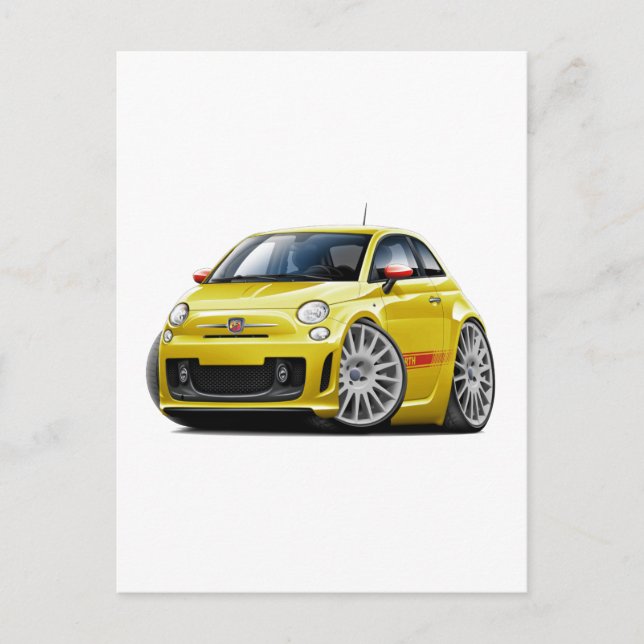 Fiat 500 Abarth Yellow Car Postkarte (Vorderseite)
