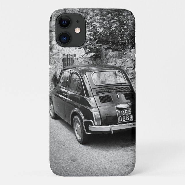 FIAT 500 Auto in Schwarz-Weiß Case-Mate iPhone Hülle (Rückseite)