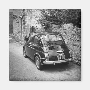 FIAT 500 Auto in Schwarzweiß Magnet